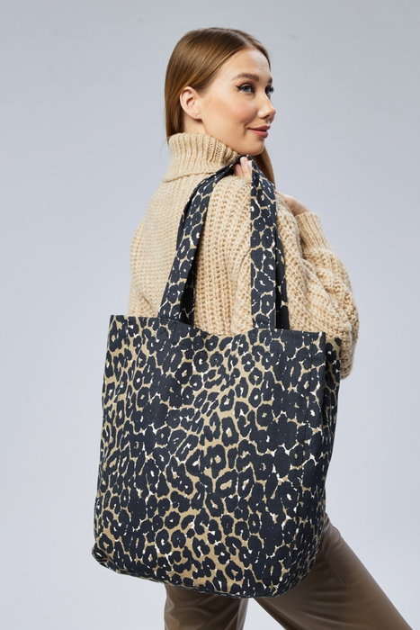 Zoozie Bags Bolso Tote de Lona Crema y Leopardo Zoozie Bags Bolso Tote de Lona Crema y Leopardo